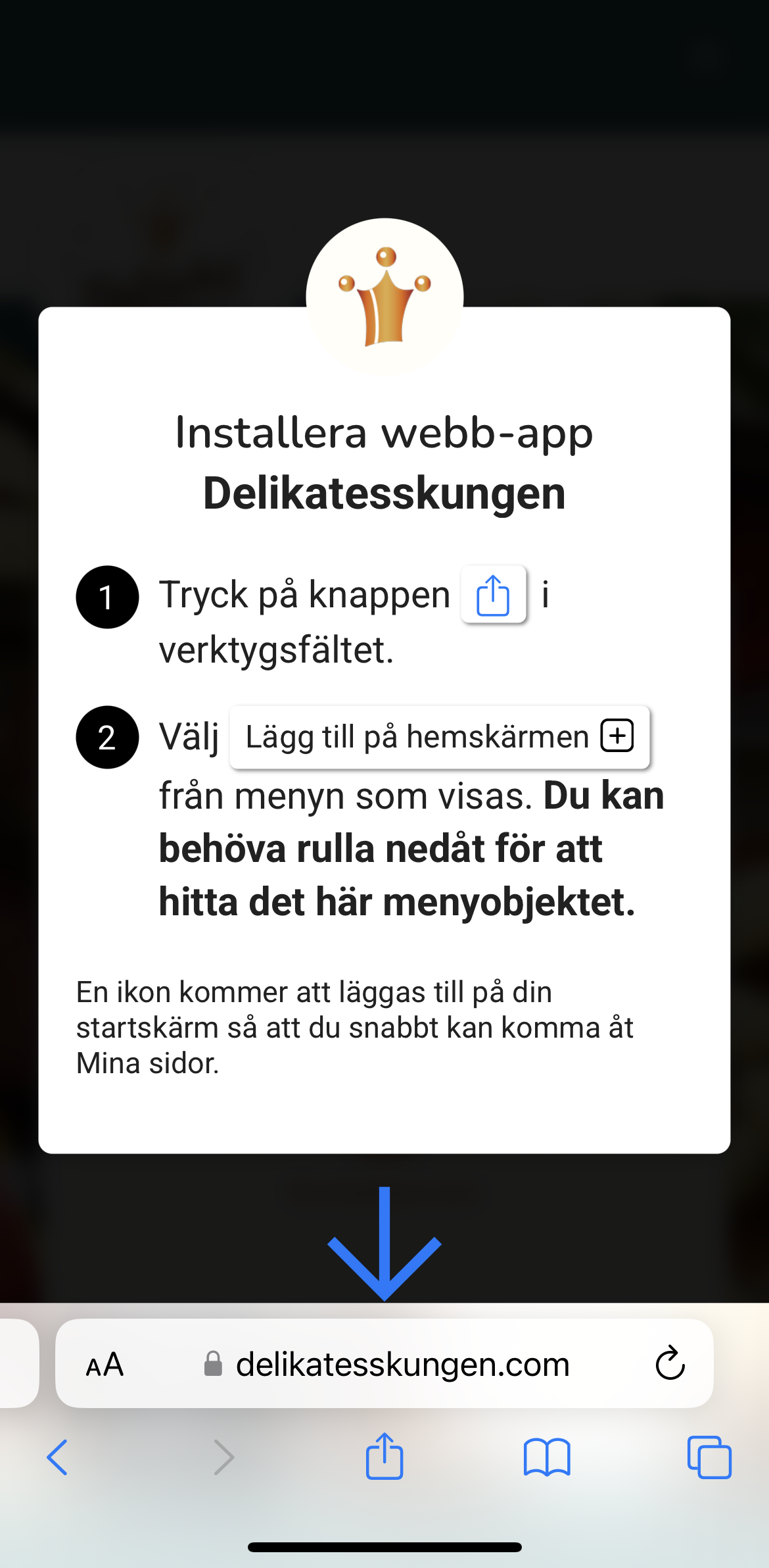 Mina sidor ikon hemskärm