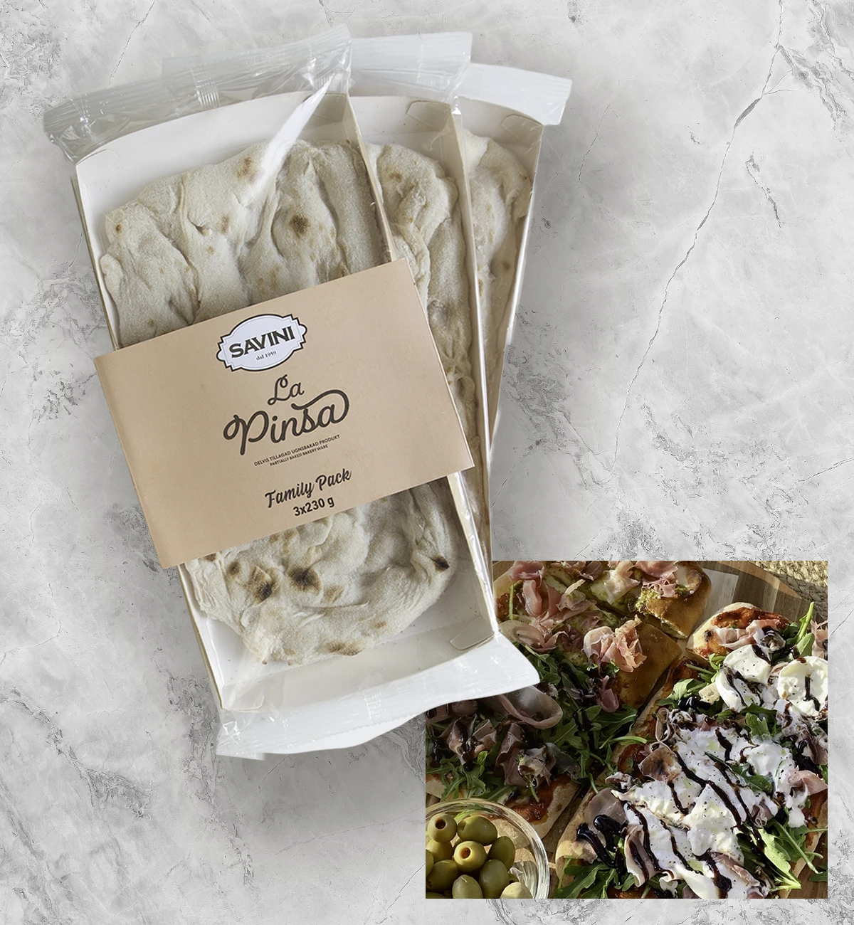 3-pack pinsa som du säljer hos Delikatesskungen