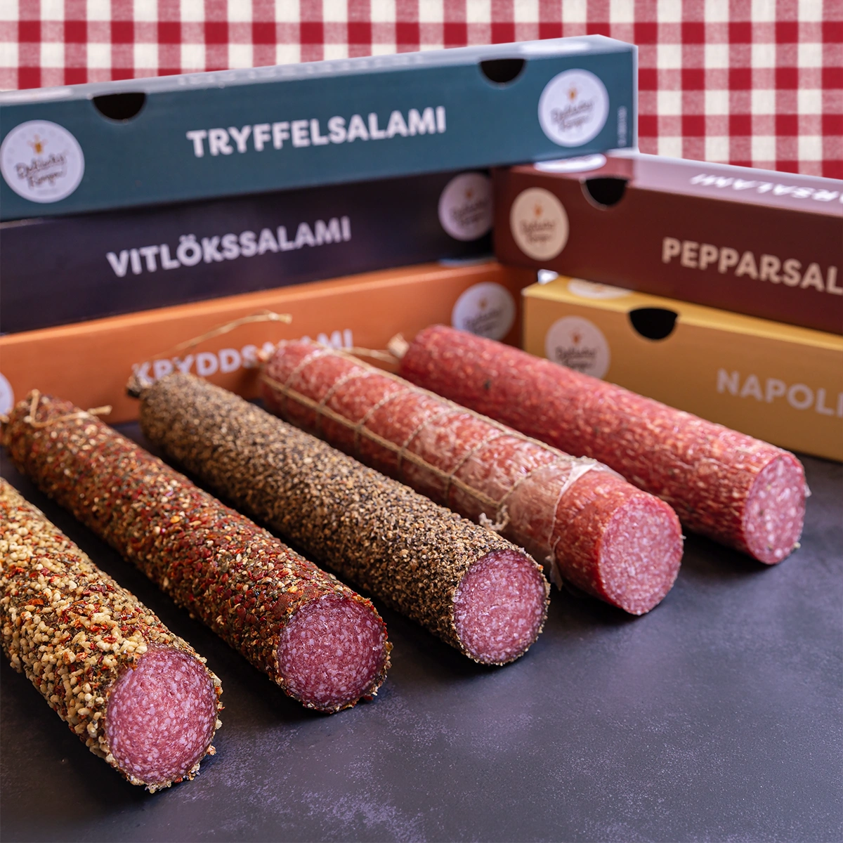 Salami i fem smaker från Delikatesskungen